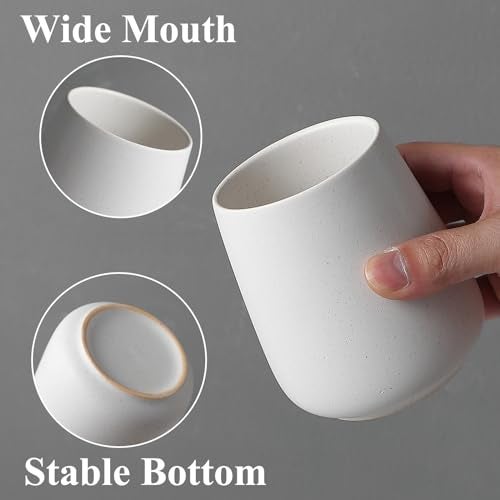 Eyrozia Speckled White Toothbrush Holder Set - 2Pcs Bathroom Ceramic Tooth Brushing Holders, Toothbrush Cup, Toothpaste Organizer for Countertop, Makeup Brush Holder, Pen Holder for Home Desktop Storage - Image 2