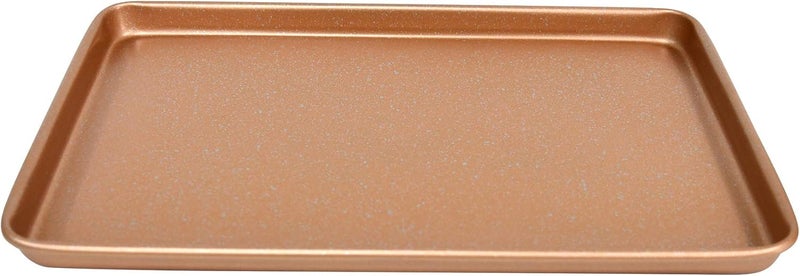 casaWare 15 x 10 x 1-Inch Ultimate Series Commercial Weight Ceramic Non-Stick Coating Cookie/Jelly Roll Pan (Rose Gold Granite) - Image 2