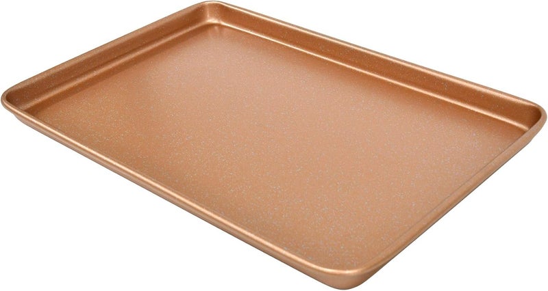 casaWare 15 x 10 x 1-Inch Ultimate Series Commercial Weight Ceramic Non-Stick Coating Cookie/Jelly Roll Pan (Rose Gold Granite) - Image 3
