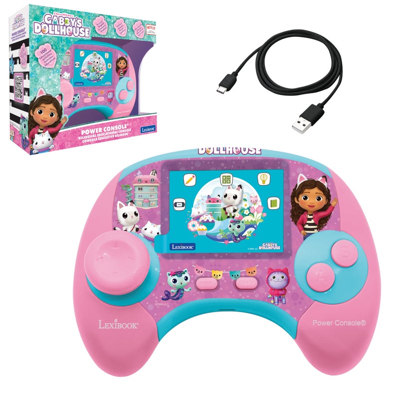 Lexibook, Gabby's Dollhouse, Power Console®, Bilingual ENGLISH/FRENCH educational games console with 100 activities, Colour screen, JCG100GDHi1 - Image 1
