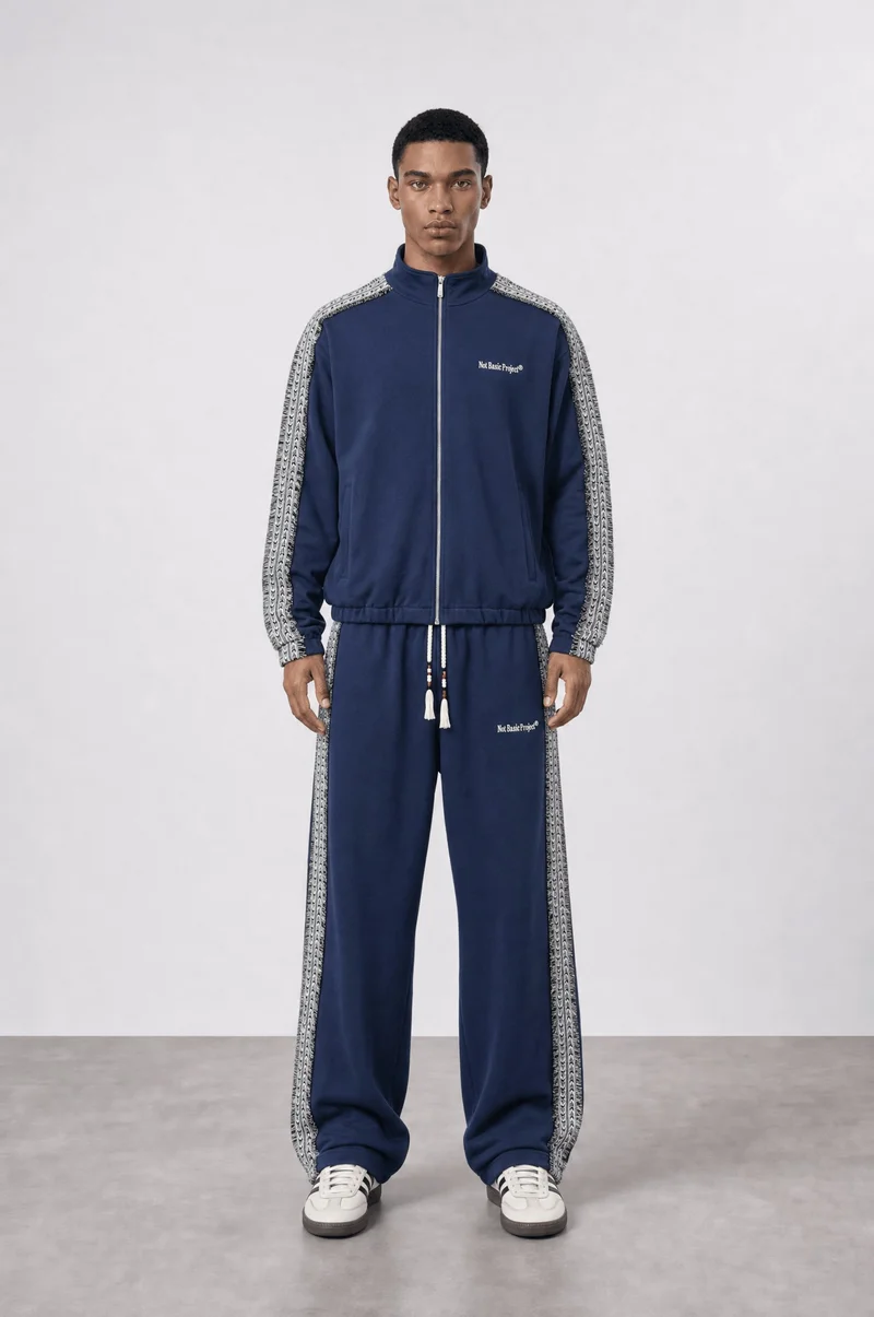Respire Men's NBP Striped Doubleface Tracksuit Set, Navy Blue