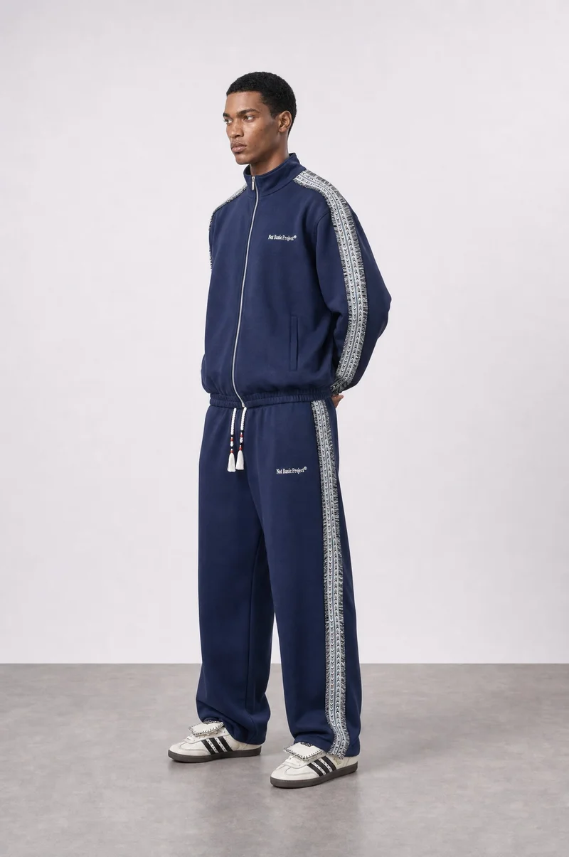 Respire Men's NBP Striped Doubleface Tracksuit Set, Navy Blue
