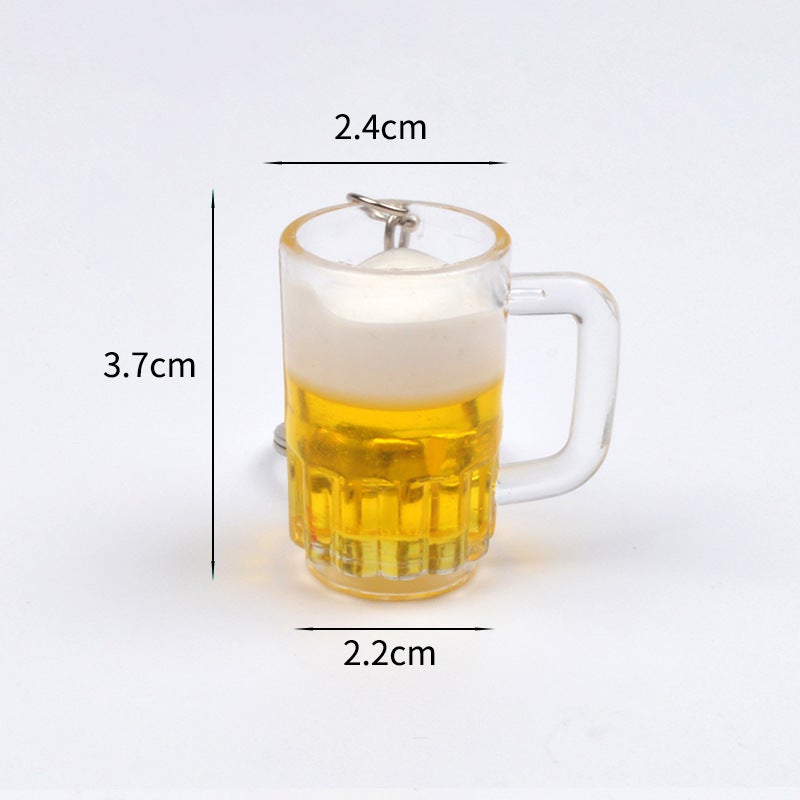 Miniature Beer Mug Keychain Simulation Craft Straight beer mug-keychain
