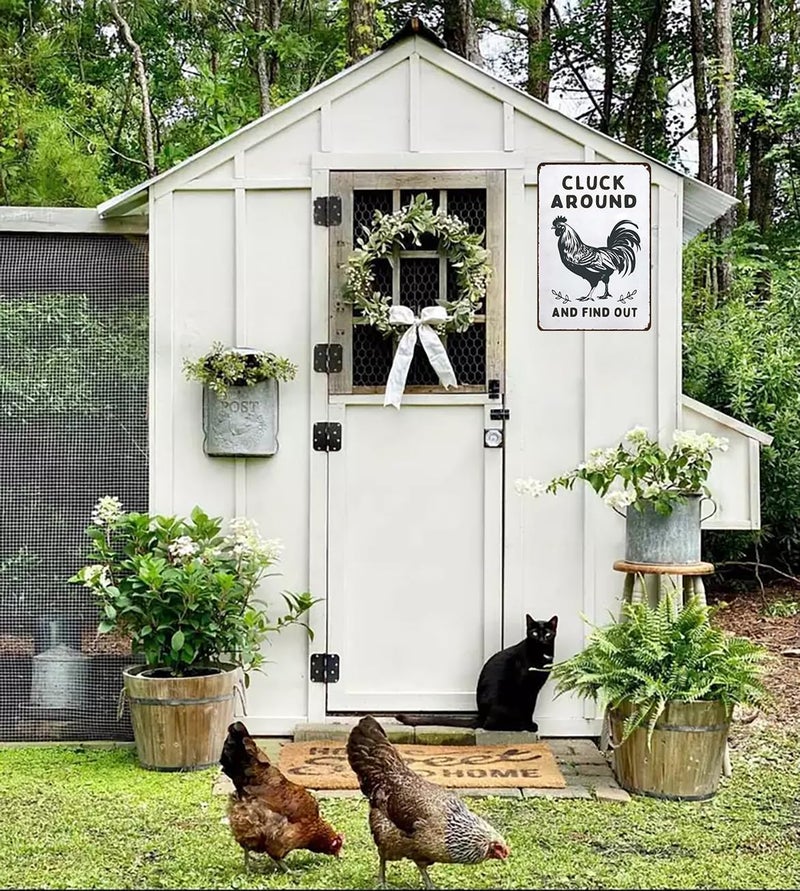 Smilelife Funny Chicken Gifts Chicken Cluck Around and Find Out Tin Sign for Home Farm Chicken Coop Farmhouse Kitchen Garden Decor 8 X 12 Inch (3020) - Image 4