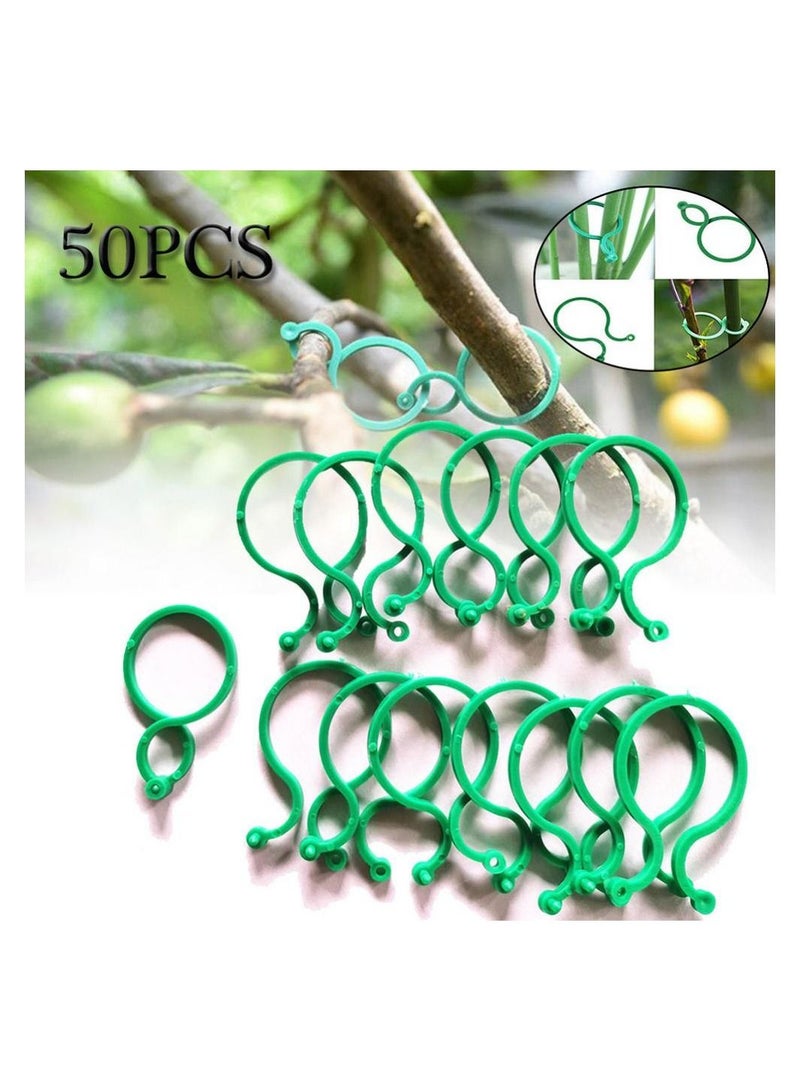 Meetion 50 Pcs Garden Plant Clips For Vegetable Growing Upright Plant Holder Green Plastic Bundled Ring Garden Stand Tool Vine Support - Image 1