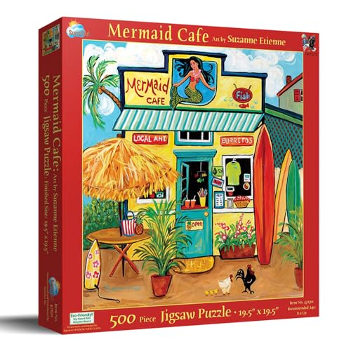 SUNSOUT INC Mermaid Cafe 500 pc Jigsaw Puzzle by Artist Suzanne Etienne Finished Size 19 x 19 MPN 47170 - Image 5