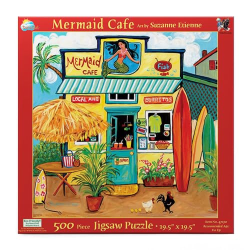 SUNSOUT INC Mermaid Cafe 500 pc Jigsaw Puzzle by Artist Suzanne Etienne Finished Size 19 x 19 MPN 47170 - Image 1