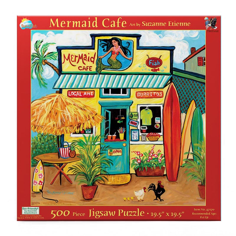 SUNSOUT INC Mermaid Cafe 500 pc Jigsaw Puzzle by Artist Suzanne Etienne Finished Size 19 x 19 MPN 47170 - Image 4