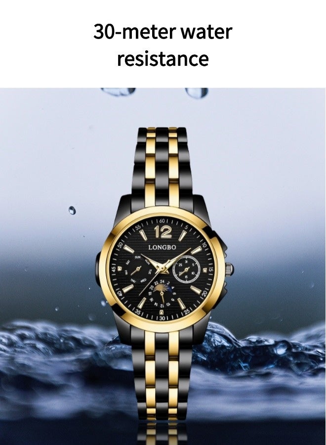 Longbo Men's business waterproof luminous quartz watch（Casual steel band sports watch, stylish business watch，luxurious watch） - Image 3