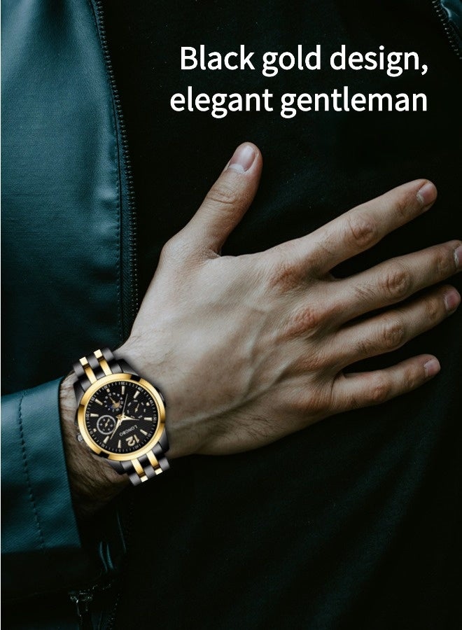 Longbo Men's business waterproof luminous quartz watch（Casual steel band sports watch, stylish business watch，luxurious watch） - Image 2