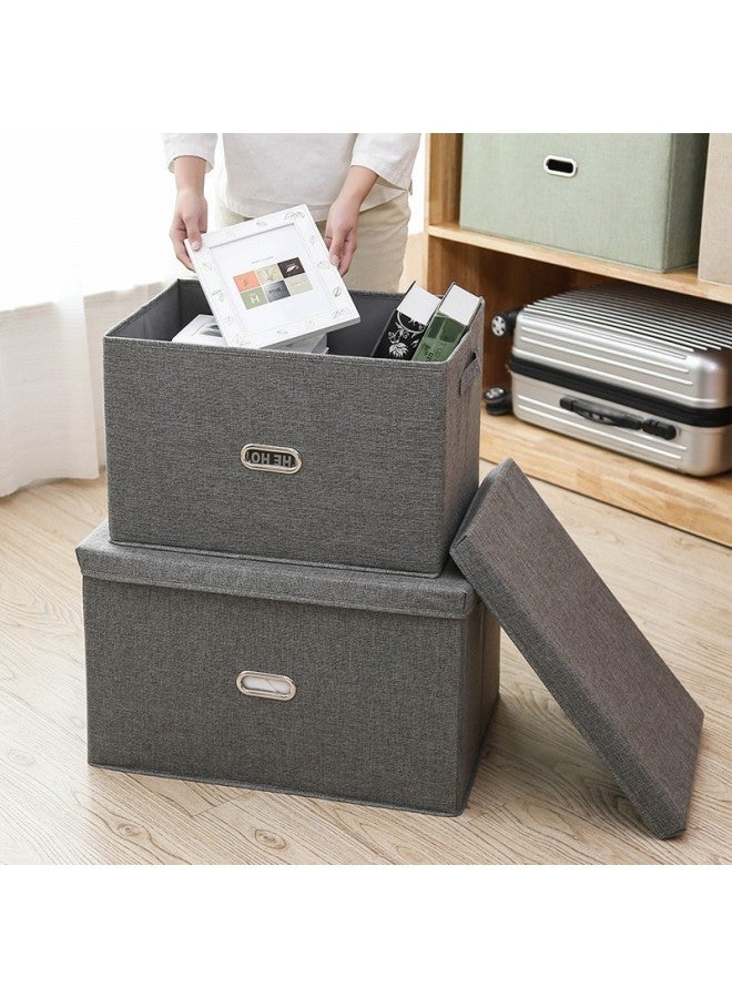 Cotton And Linen Storage Box With Lid Foldable Drawer Clothes Wardrobe Storage Box Fabric Toy Storage Box - Image 4