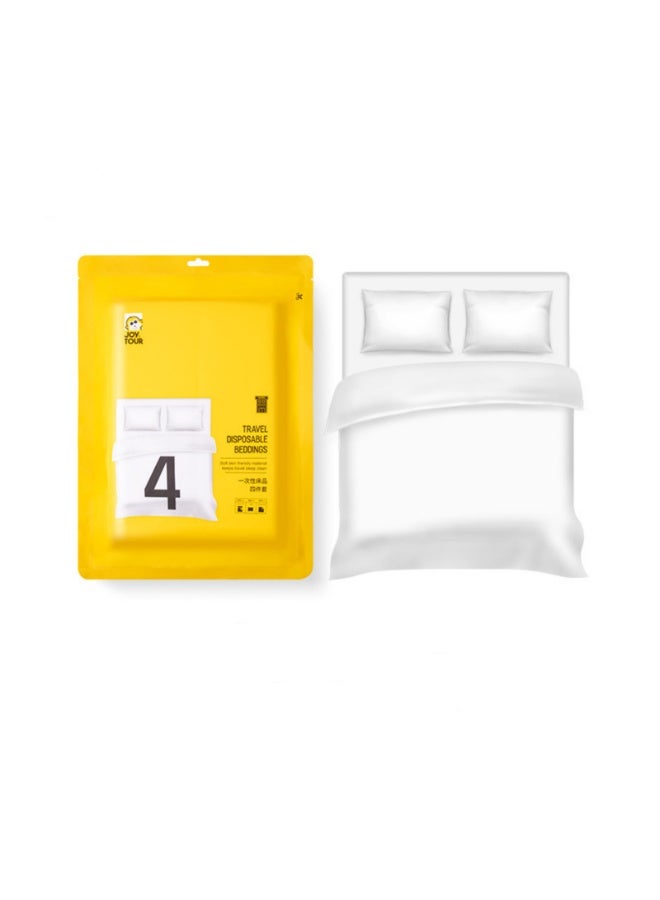 All-In-One Travel Disposable Bedding Set, B&B Hotel Disposable Bed Sheet, Quilt Cover, Pillowcase 4-Piece Sleeping Bag Bedding Set, Hygienic & Disposable, Ideal for Short Stays 220cm*240cm - Image 1