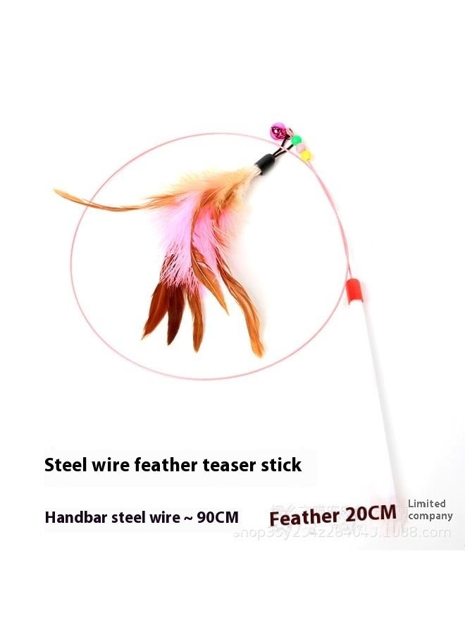 Wire Chaser Wand Feather Toy Multicolour，Lily and Prim's Cat Pet Toy Steel Wire Chaser Wand Teaser with Bell, Beads and Feather - Image 2