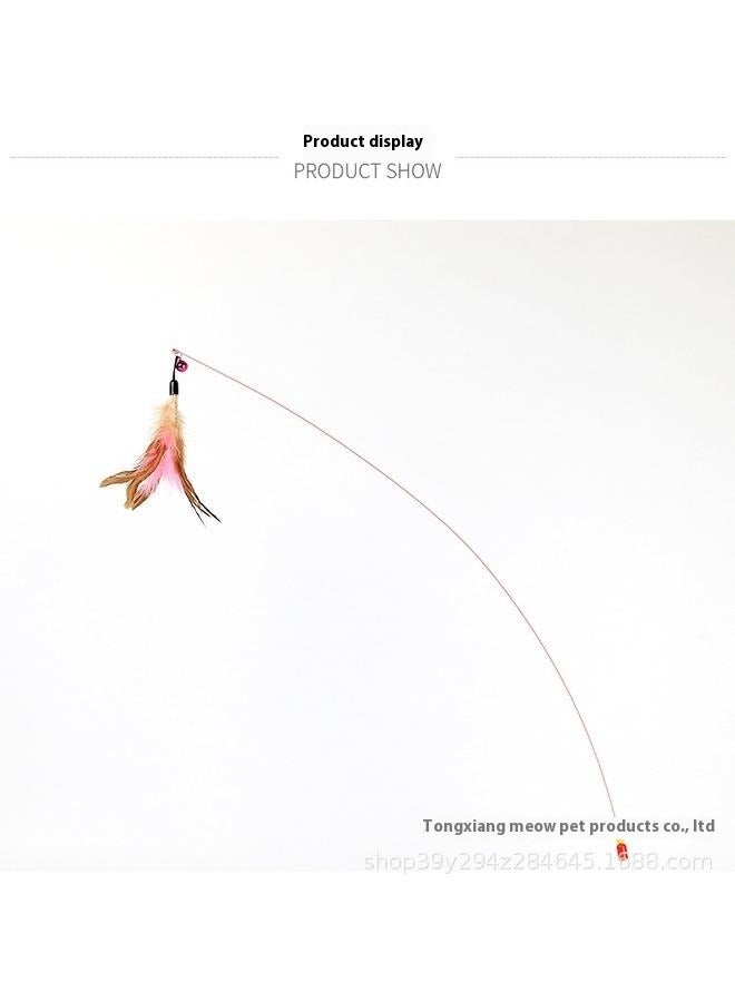 Wire Chaser Wand Feather Toy Multicolour，Lily and Prim's Cat Pet Toy Steel Wire Chaser Wand Teaser with Bell, Beads and Feather - Image 3