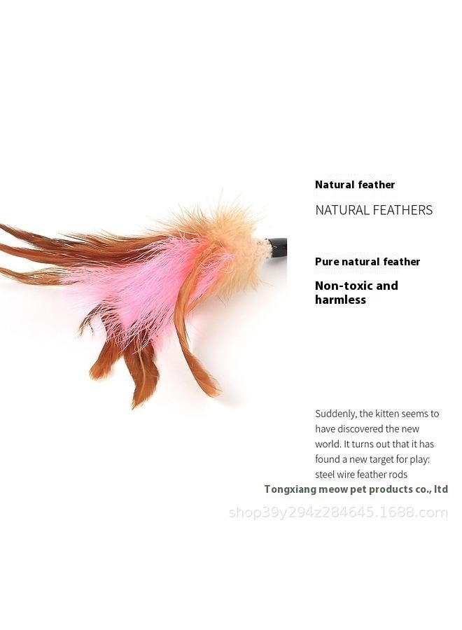 Wire Chaser Wand Feather Toy Multicolour，Lily and Prim's Cat Pet Toy Steel Wire Chaser Wand Teaser with Bell, Beads and Feather - Image 4