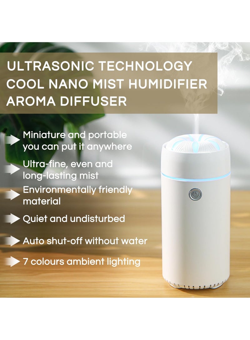 سيوسي موزع روائح السيارة، موزع روائح الزيوت العطرية للسيارة، موزع روائح الزيوت العطرية صغير الحجم بالموجات فوق الصوتية، مع ضوء LED بـ 7 ألوان للسيارة والمكتب والمنزل - Image 2