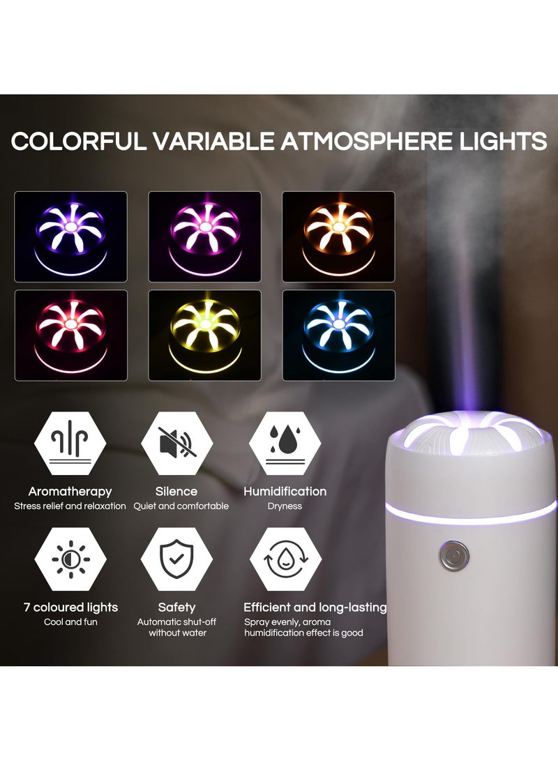 سيوسي موزع روائح السيارة، موزع روائح الزيوت العطرية للسيارة، موزع روائح الزيوت العطرية صغير الحجم بالموجات فوق الصوتية، مع ضوء LED بـ 7 ألوان للسيارة والمكتب والمنزل - Image 4