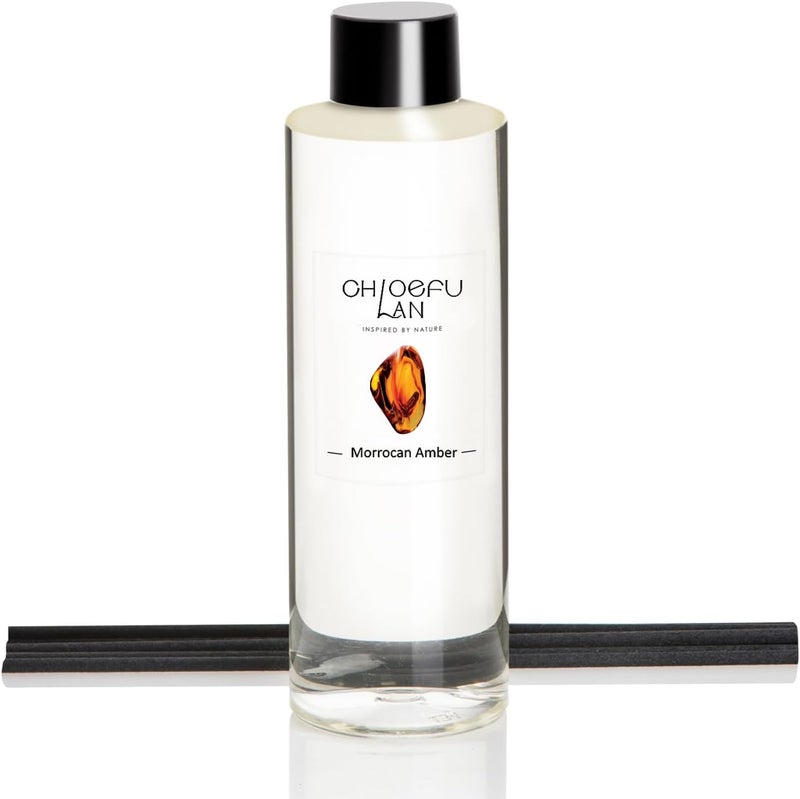 Chloefu LAN Morrocan Amber Scented Oil Diffuser Refill 6.76 fl oz Natural Essential Oil - Best for Home Bathroom Shelf Decor, 0% Alcohol, Unique Blend to Promote Sleep & Relieve Stress - Image 1