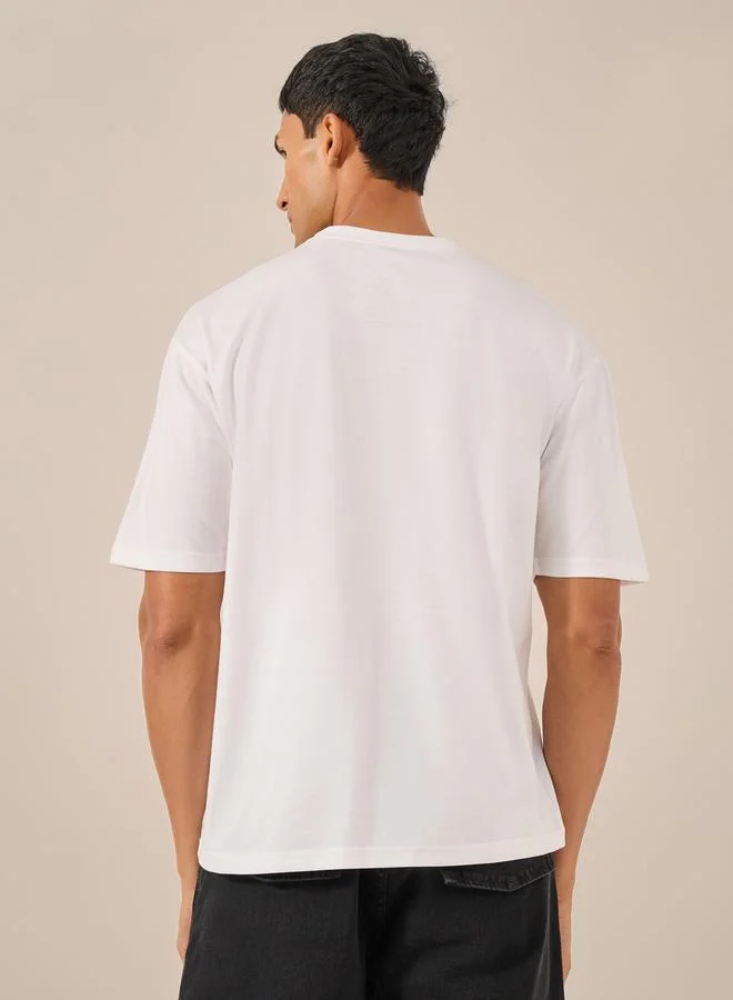 Styli Foil Print Crew Neck Oversized T-Shirt