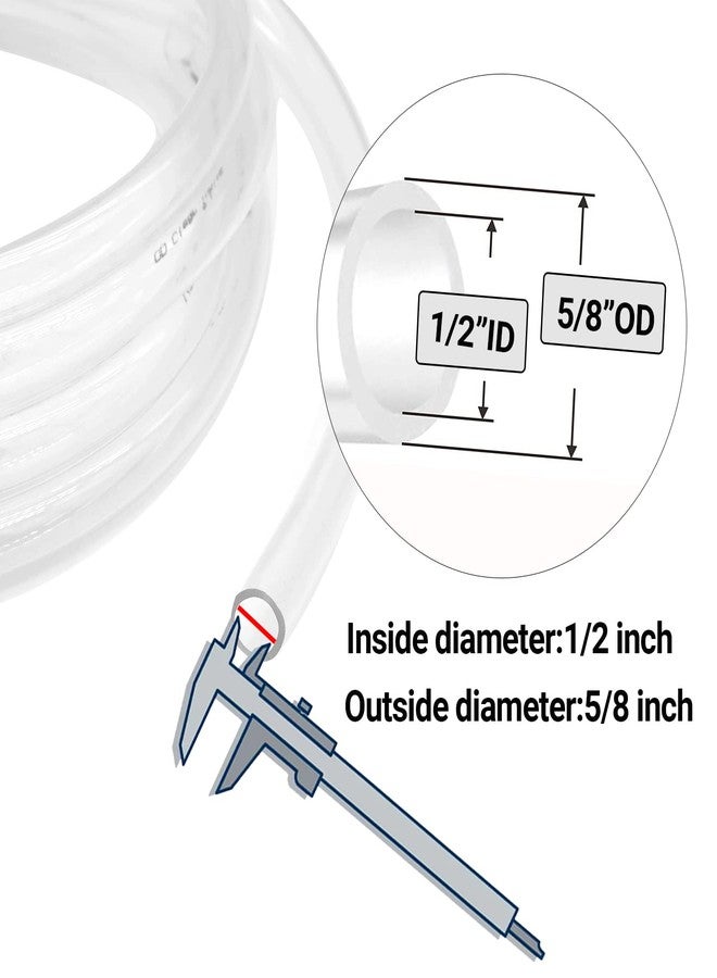 Geowaky Clear Vinyl Tubing 1/2" ID × 5/8" OD -10 Ft 60PSI,Flexible Plastic Tubing,BPA Free Non-Toxic, Multipurpose Hybrid Clear Reinforced Tubing with 2 Screw Clamps - Image 2