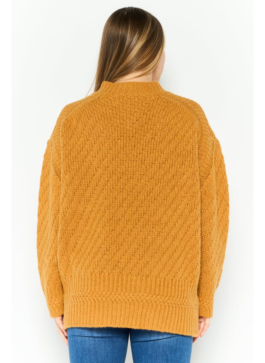 STELLA MCCARTNEY - Women High Neck Knitted Sweater, Light Brown - Image 1