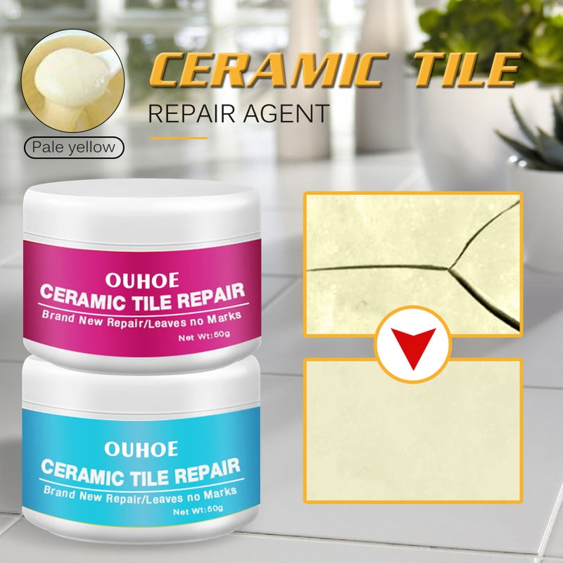 OUHOE Ceramic Tile Repair Agent Ceramic Paste Closestool Marble Pit Glazed Ceramic Tile Repair Paste - Image 2