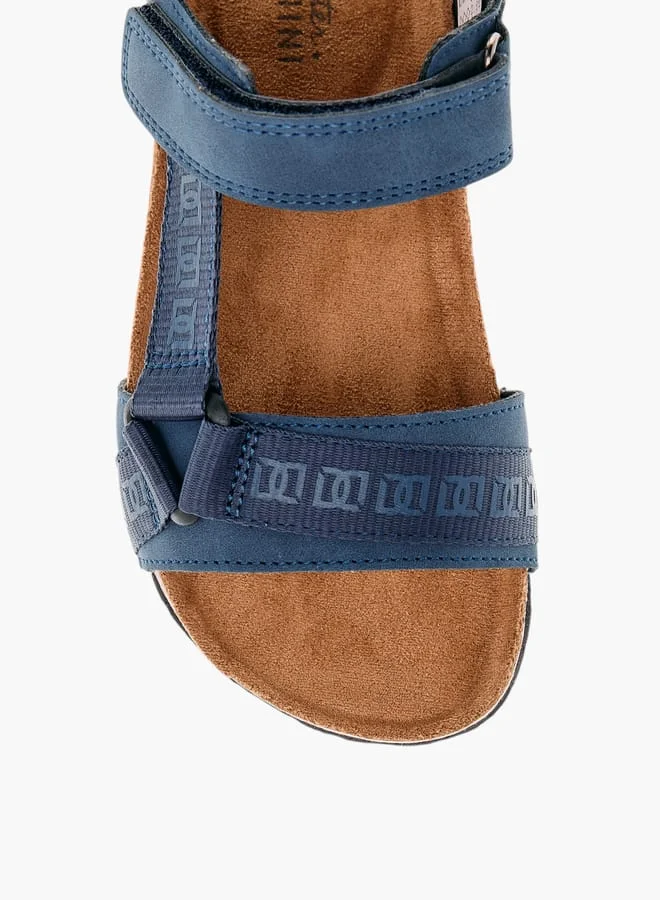 Mister Duchini Boys Monogram Print Strap Sandals With Hook And Loop Closure