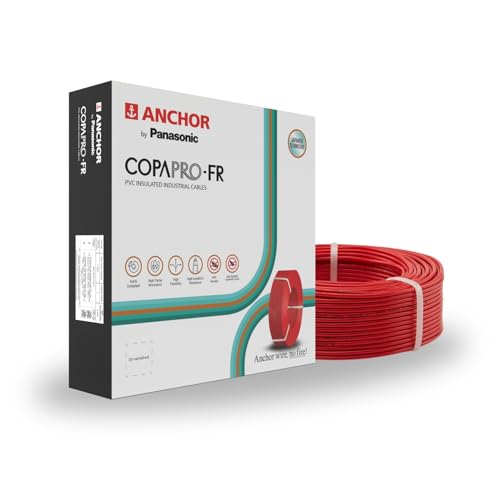 Anchor by Panasonic 1 mm COPAPro FR Electrical Wire, 90 Meter Fire Resistant Single Core PVC insulated Pure Copper Wire, Anti Rodent Anti Termite Flexible Wire for Connections (RED, 96138RD) - Image 1