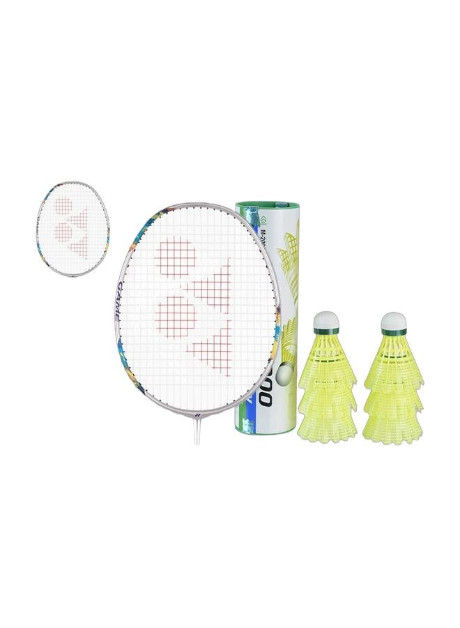 Yonex Nanoflare 700Game Silver Skyblue 4U5 + Mavis 2000 Green Cap Slow Badminton Shuttlecock 6 Pack, Yellow Pack - Image 1