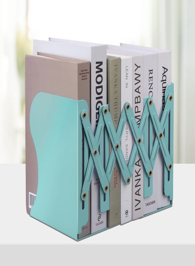 Honagu Adjustable Bookends, Metal Book Ends for Shelves Heavy Book, Desk Magazine File Organizer for Home, Office, Books, Papers, Extends up to 19 inches, Gifts for Students,Teachers (Light Green) - Image 1