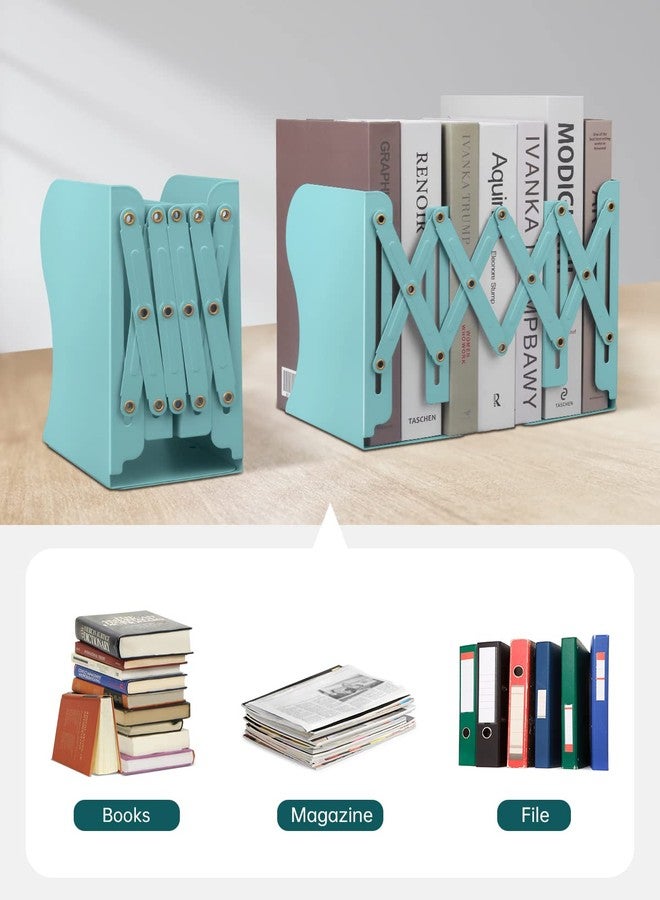 Honagu Adjustable Bookends, Metal Book Ends for Shelves Heavy Book, Desk Magazine File Organizer for Home, Office, Books, Papers, Extends up to 19 inches, Gifts for Students,Teachers (Light Green) - Image 5