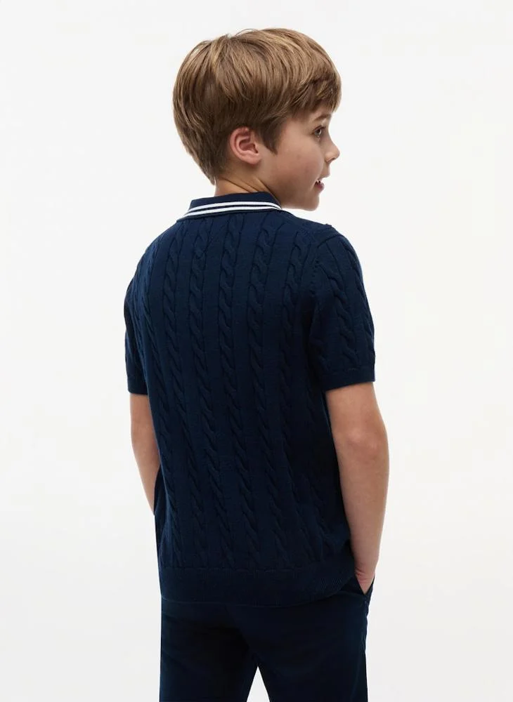 Tommy Hilfiger Cable Knit Short Sleeve Polo Jumper