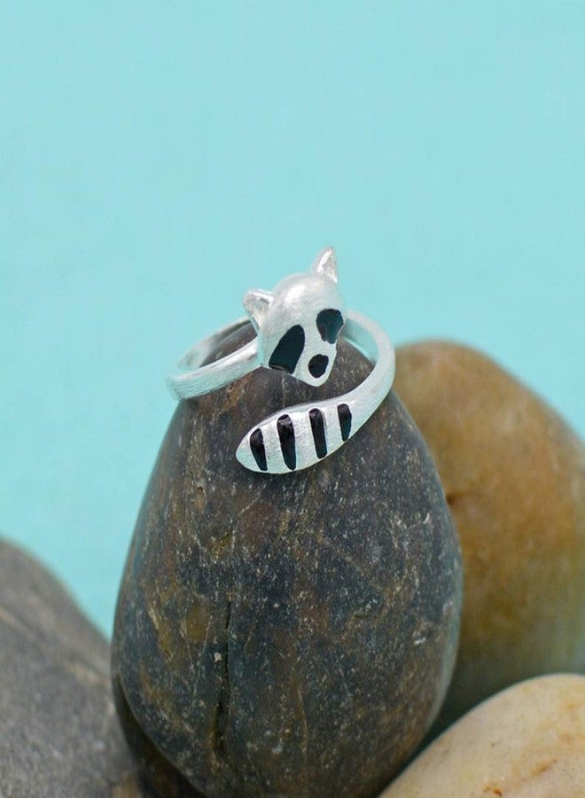 PRAYMOS Raccoon Gifts, Raccoon Ring 925 Sterling Silver Thumb Ring Adjustable Open Rings for Women - Image 5
