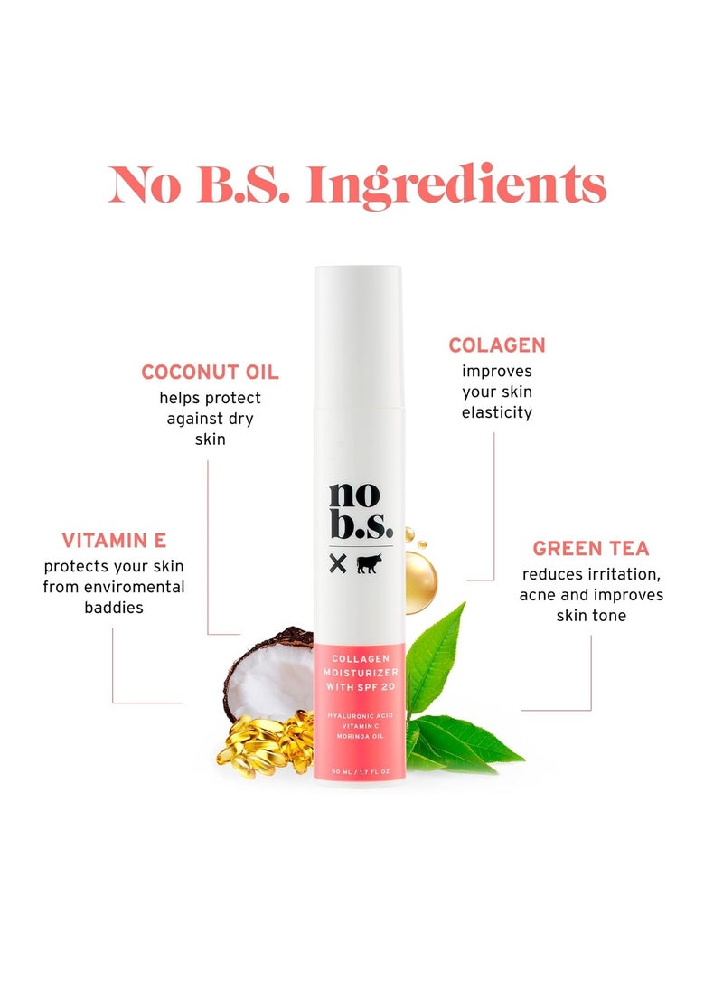 NO B. S. NO BAD STUFF No B.S. (No Bad Stuff) Collagen SPF Face Moisturizer - Hydrates, Defends, + Soothes Skin with Shea Butter, Collagen, and Hyaluronic Acid (1.7 oz)  - Image 2