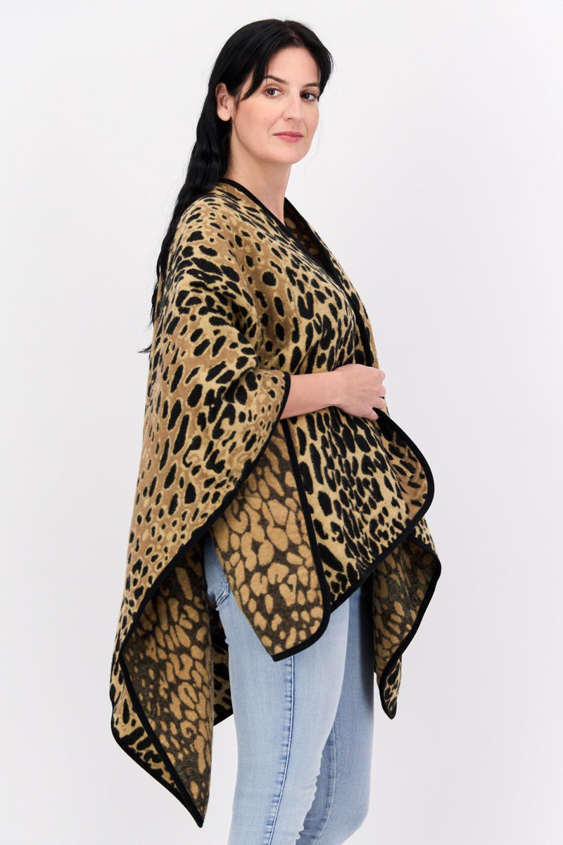 Laundry by Shelli Segal Women Animal Print Poncho Sweater, Multicolor  - Image 2