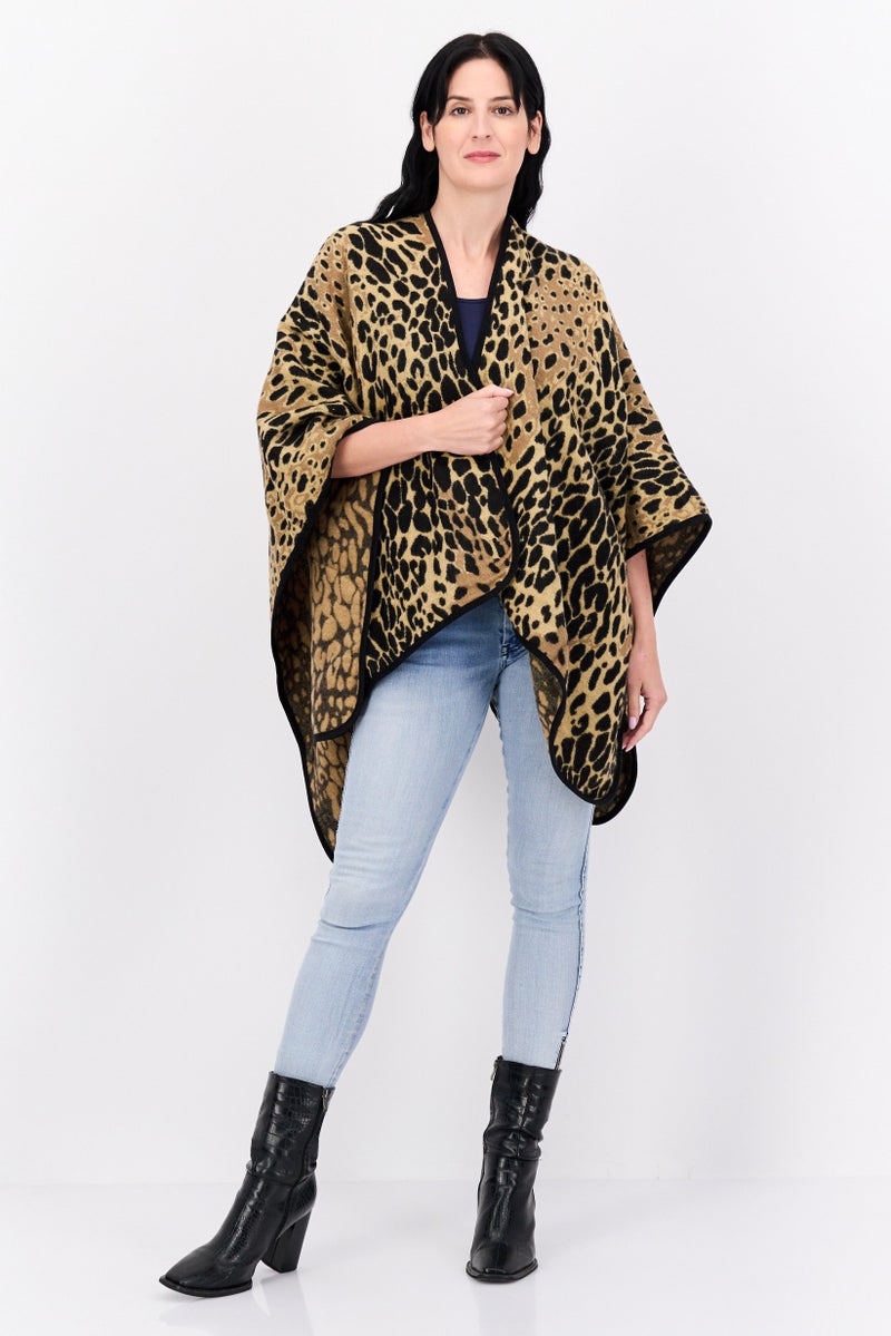 Laundry by Shelli Segal Women Animal Print Poncho Sweater, Multicolor  - Image 4