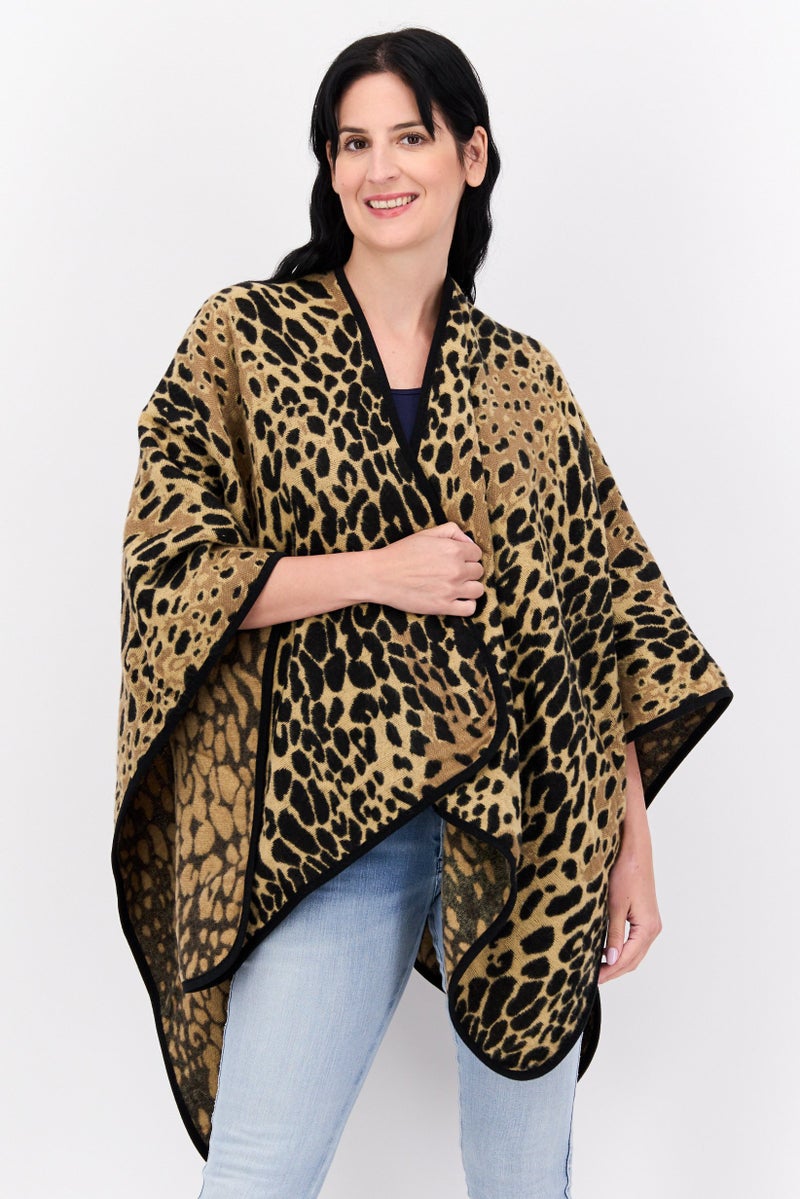 Laundry by Shelli Segal Women Animal Print Poncho Sweater, Multicolor  - Image 1