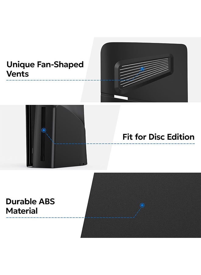 VINSOC - PS5 Slim Plates for Disc Edition PS5 Slim Faceplate with Cooling Vents Anti-Scratch Dustproof Protective PS5 Slim Cover Premium ABS Replacement Shell for PS5 Slim Disc Edition Black - Image 1