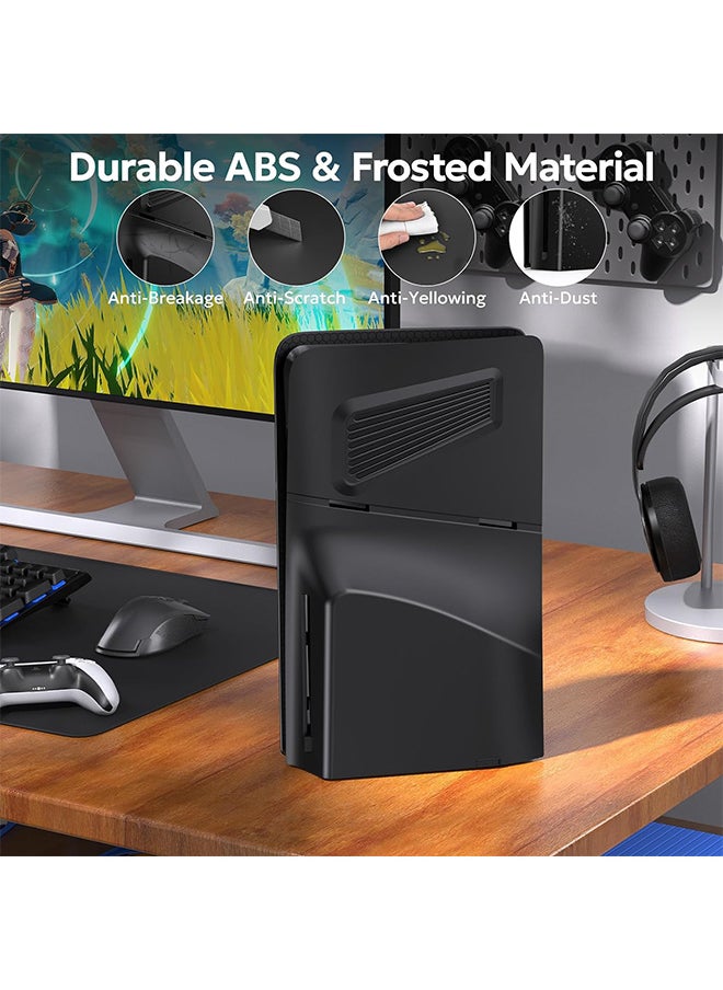 VINSOC - PS5 Slim Plates for Disc Edition PS5 Slim Faceplate with Cooling Vents Anti-Scratch Dustproof Protective PS5 Slim Cover Premium ABS Replacement Shell for PS5 Slim Disc Edition Black - Image 1