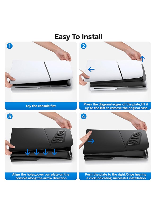 VINSOC - PS5 Slim Plates for Disc Edition PS5 Slim Faceplate with Cooling Vents Anti-Scratch Dustproof Protective PS5 Slim Cover Premium ABS Replacement Shell for PS5 Slim Disc Edition Black - Image 1