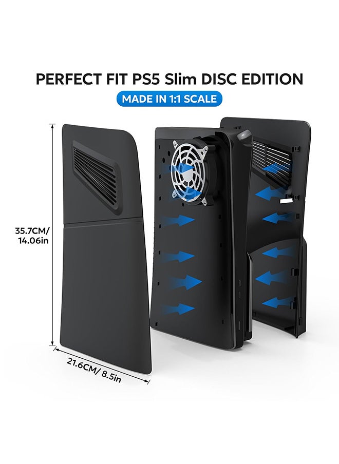VINSOC - PS5 Slim Plates for Disc Edition PS5 Slim Faceplate with Cooling Vents Anti-Scratch Dustproof Protective PS5 Slim Cover Premium ABS Replacement Shell for PS5 Slim Disc Edition Black - Image 1