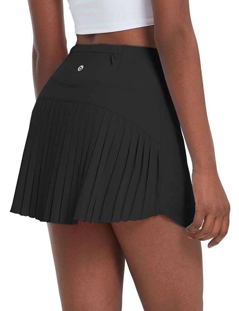 baleaf Tennis Skirts for Women High Waisted Skorts for Woman Golf Lightweight Athletic Workout with Shorts Pockets Black Medium - Image 1