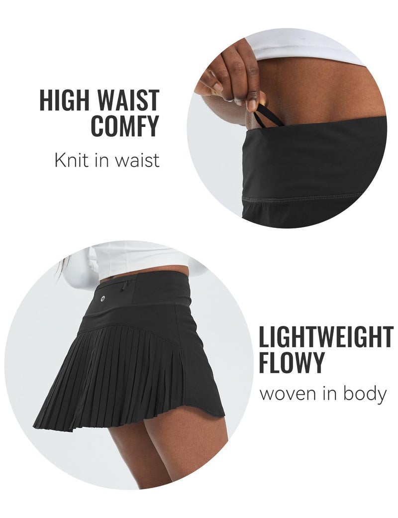 baleaf Tennis Skirts for Women High Waisted Skorts for Woman Golf Lightweight Athletic Workout with Shorts Pockets Black Medium - Image 4