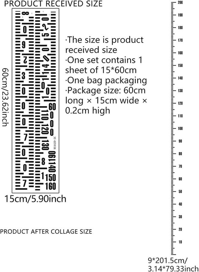 Brixella Kids Growth Chart Wall Sticker - Removable Height Measurement Ruler for Children, Nursery, Bedroom & Playroom Décor | Wall Sticker (Up to 200cm) - Image 4