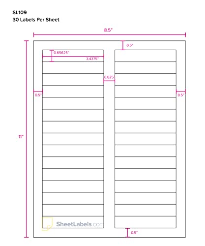 Sheet Labels File Folder Labels, Permanent Adhesive 2/3" x 3-7/16", Laser or Inkjet Printable 750 Labels - 25 Sheets - Image 4