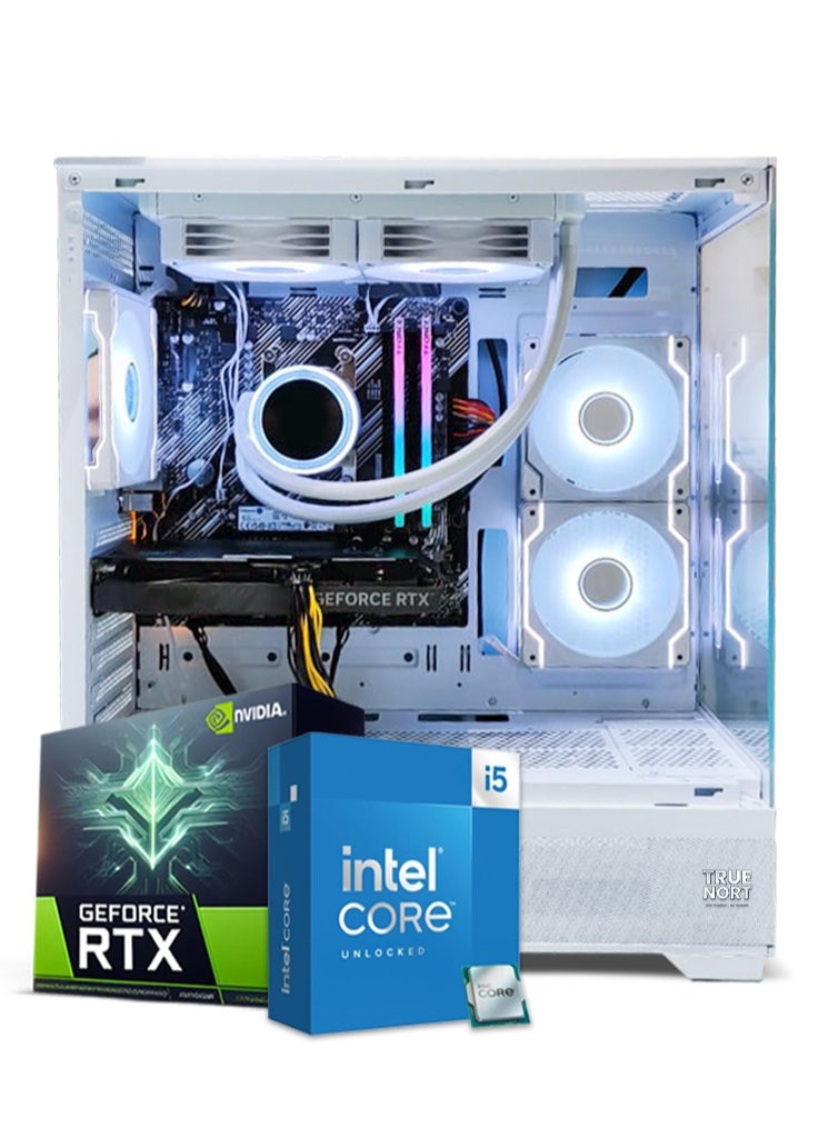 تروينورت - Dragon Fang جهاز جيمنج - إنتل كور i5-12400F، RTX 4060، 16GB رام، 1TB SSD، ويندوز 11 برو، حاسوب TrueNorth RGB أبيض - Image 1