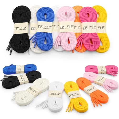 DELELE 2 Pair 55 inch Flat Shoe Laces for Athletic Running Sneakers Shoes Black - Image 5