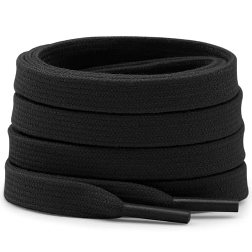 DELELE 2 Pair 55 inch Flat Shoe Laces for Athletic Running Sneakers Shoes Black - Image 1