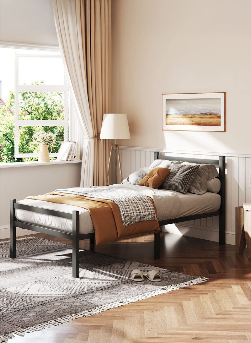 يانارا هيكل سرير فردي متين 90×190 سم (سرير تواين) مع لوحة رأس وقدم، شرائح فولاذية، منصة تخزين معدنية، تركيب سهل بدون ضوضاء - Image 5