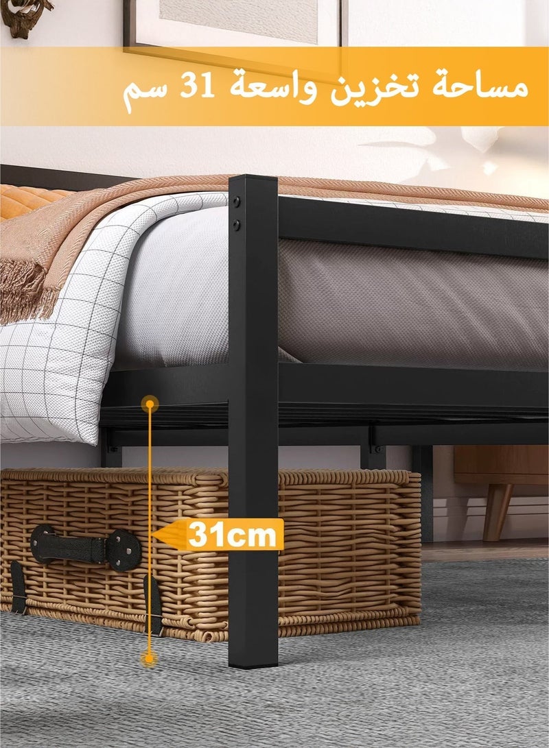 يانارا هيكل سرير فردي متين 90×190 سم (سرير تواين) مع لوحة رأس وقدم، شرائح فولاذية، منصة تخزين معدنية، تركيب سهل بدون ضوضاء - Image 5